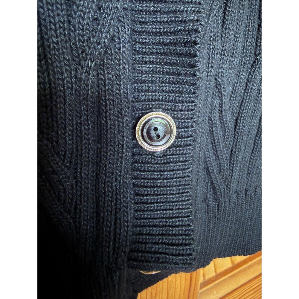 Alfred Dunner Vintage Black Cable Knit Button Front Cardigan Sweater Womens L - Picture 3 of 6